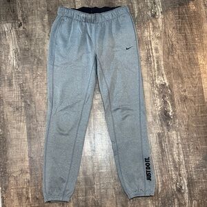 Nike Women’s Heather Gray Track Pants with 'Just Do It' Logo